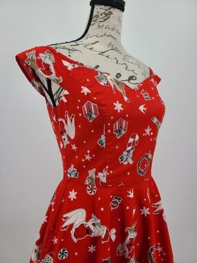 Hell Bunny Holiday Pin Up Girl Cotton Mini Fit And Flare Dress Size Small
